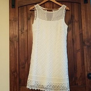 WHBM white crocheted dress